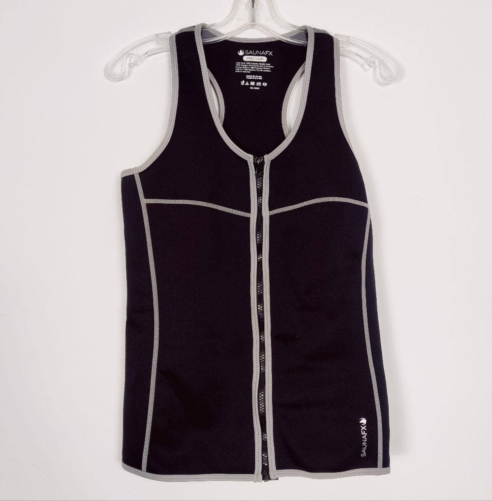 SaunaFX Women's Large Zip-Up Neoprene Sweat Vest in Black